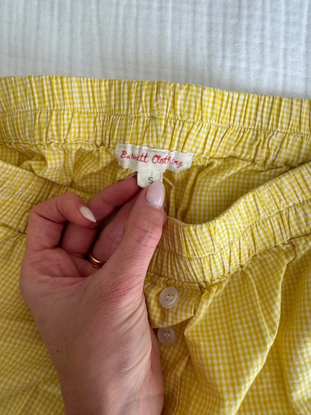 Yellow Gingham Cotton Shorts